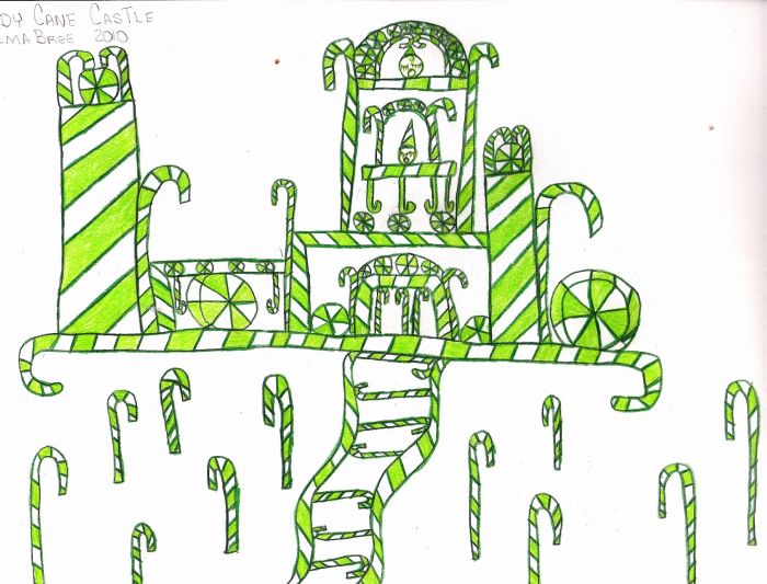 The Green Candy Cane Castle by ElmaBree